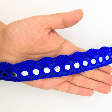 Royal Blue Fringe Trim With Mirrors, Boho, Bohemian Trim